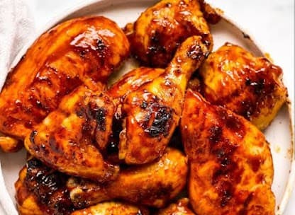Caramel grilled chicken served on a plate